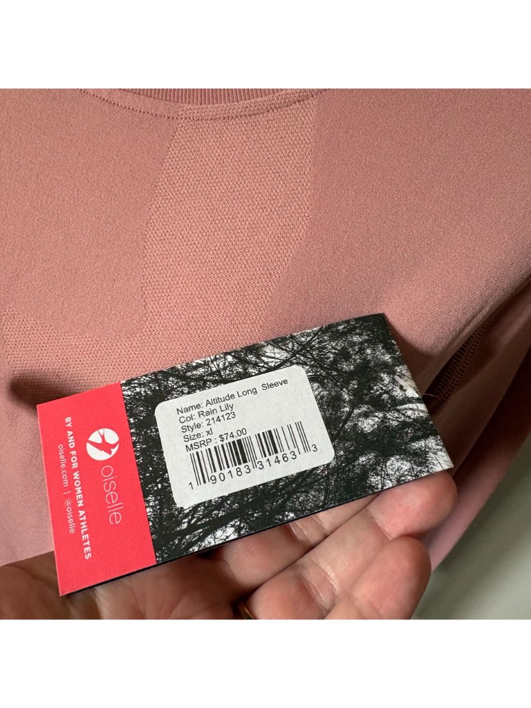 Oiselle Altitude Pink Base Layer Long Sleeve Womens Size Xlarge Nwt — image 3 of 5